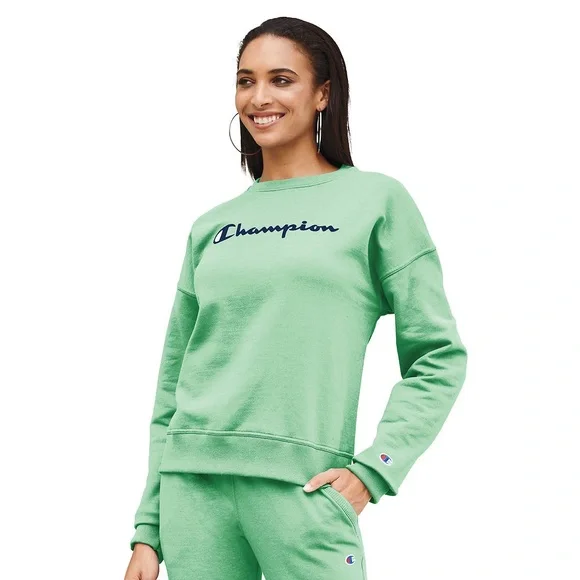 Champion® Women's Powerblend Classic Script Crew Neck - Picture 3 of 11